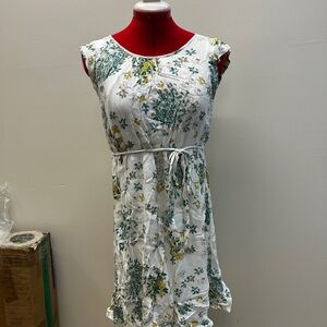 LOFT Floral Sleeveless Dress with Tie Waist